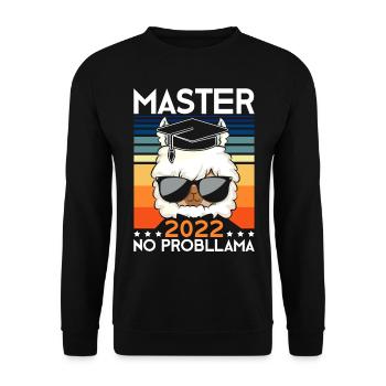 Master 2022 No Probllama Saying Master - Unisex Sweatshirt - black - Front - Alina (178cm) & Michal (187cm)