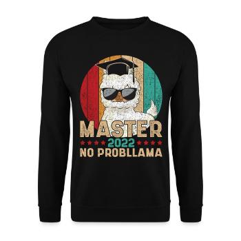 Vintage Master 2022 No Probllama Saying Master - Unisex Sweatshirt - black - Front - Alina (178cm) & Michal (187cm)