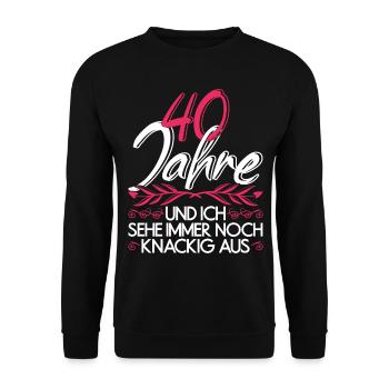 Vierzigster Geburtstag Geschenk 40 Damen - Unisex Pullover - Schwarz - Vorne - Alina (178cm) & Michal (187cm)