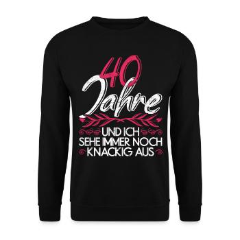Vierzigster Geburtstag Geschenk 40 Damen - Unisex Pullover - Schwarz - Vorne - Alina (178cm) & Michal (187cm)