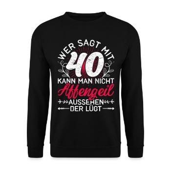 Vierzigster Geburtstag Geschenk 40 Damen - Unisex Pullover - Schwarz - Vorne - Alina (178cm) & Michal (187cm)