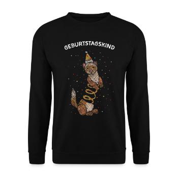 Geburtstagskind Frettchen Geburtstag - Unisex Pullover - Schwarz - Vorne - Alina (178cm) & Michal (187cm)