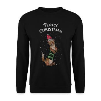 Ferry Christmas Ferret Christmas - Unisex Sweatshirt - black - Front - Alina (178cm) & Michal (187cm)