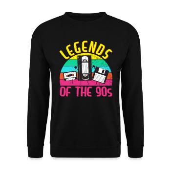 90er Jahre Outfit Party 90s Mottoparty Kassette - Unisex Pullover - Schwarz - Vorne - Alina (178cm) & Michal (187cm)