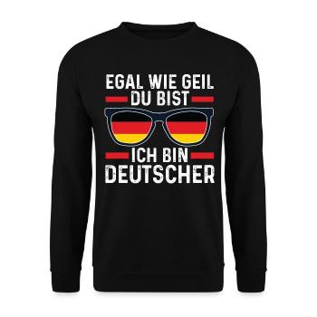 Deutscher Deutsches Deutschland - Unisex Pullover - Schwarz - Vorne - Alina (178cm) & Michal (187cm)