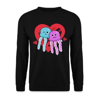Jellyfish with Heart Jellyfish Heart Jellyfish - Unisex Sweatshirt - black - Front - Alina (178cm) & Michal (187cm)