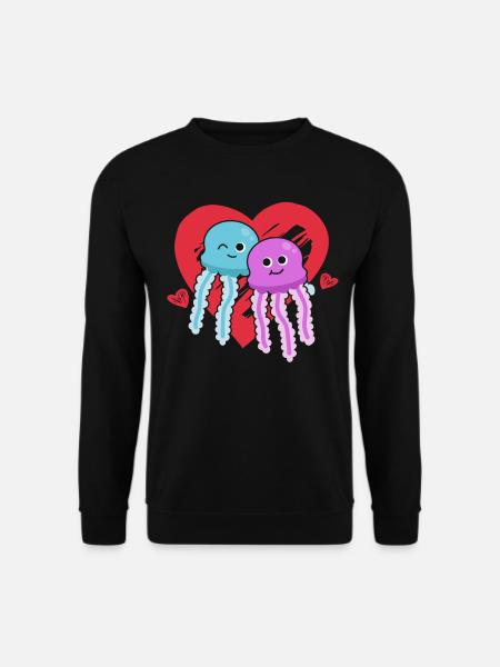Qualle mit Herz Quallen Herzen Quallen Quallen - Unisex Pullover - Schwarz
