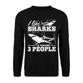 Ich mag Haie & vielleicht 3 Leute Ich Sharkfish - Unisex Pullover - Schwarz - Vorne - Alina (178cm) & Michal (187cm)