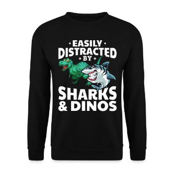 Great White Shark Dino Ich werde leicht von Haien - Unisex Pullover - Schwarz - Vorne - Alina (178cm) & Michal (187cm)