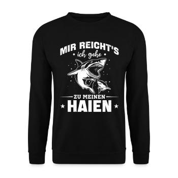 Mir Reicht's Ich Gehe Zu Meinen Haien Haifisch - Unisex Pullover - Schwarz - Vorne - Alina (178cm) & Michal (187cm)