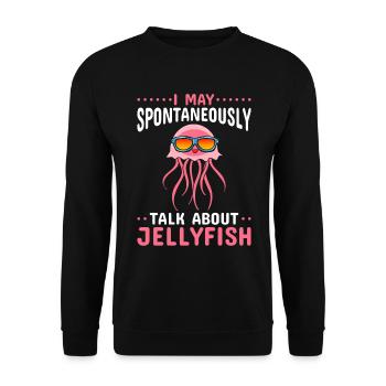 I can talk spontaneously about jellyfish - Unisex Sweatshirt - black - Front - Alina (178cm) & Michal (187cm)