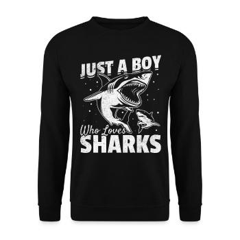 Great White Shark Sharkfish Ich bin nur ein Junge, - Unisex Pullover - Schwarz - Vorne - Alina (178cm) & Michal (187cm)
