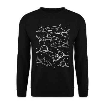 Shark Fish Shark Lovers Sharks Shark Big One - Unisex Sweatshirt - black - Front - Alina (178cm) & Michal (187cm)