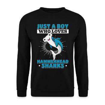 Hai-Liebhaber Ich bin nur ein Junge, der - Unisex Pullover - Schwarz - Vorne - Alina (178cm) & Michal (187cm)