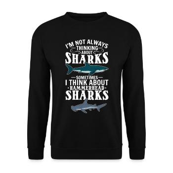 Requins-marteaux Je ne pense pas toujours aux requins - Sweat-shirt Unisexe - noir - Devant - Alina (178cm) & Michal (187cm)