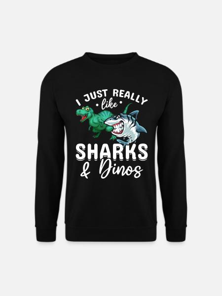 Great White Shark Dinosaur Ich mag Haie & Dinos - Unisex Pullover - Schwarz