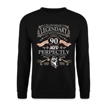 Vintage Legendary - Aged perfectly 90th birthday - Unisex Sweatshirt - black - Front - Alina (178cm) & Michal (187cm)