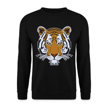 Tiger motif - Unisex Sweatshirt - black - Front - Alina (178cm) & Michal (187cm)