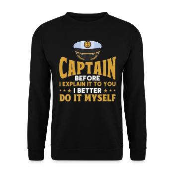 Amoureux du bateau Capitaine de bateau Capitaines - Sweat-shirt Unisexe - noir - Devant - Alina (178cm) & Michal (187cm)