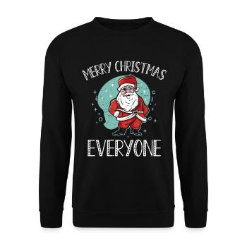 Frohe Weihnachten Alle Weihnachtsmann Rentiere - Unisex Pullover - Schwarz - Vorne - Alina (178cm) & Michal (187cm)