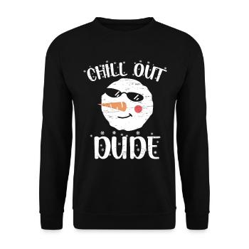 Chill Out Dude Santa Claus Schneemann Urlaub - Unisex Pullover - Schwarz - Vorne - Alina (178cm) & Michal (187cm)
