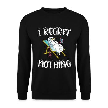 Ich bereue nichts Santa Claus Snowman Holidays - Unisex Pullover - Schwarz - Vorne - Alina (178cm) & Michal (187cm)