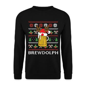 Brewdolph Père Noël Vacances de rennes - Sweat-shirt Unisexe - noir - Devant - Alina (178cm) & Michal (187cm)