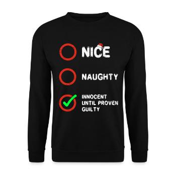 Nice Naughty Innocent Until Proven Guilty - Unisex Sweatshirt - black - Front - Alina (178cm) & Michal (187cm)