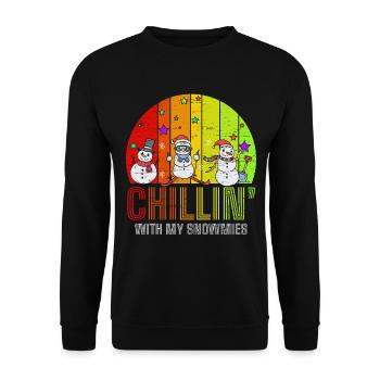 Chillin' With My Snowmies Santa Claus Schneemann - Unisex Pullover - Schwarz - Vorne - Alina (178cm) & Michal (187cm)