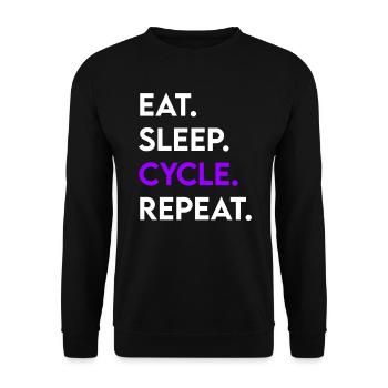eat sleep cycle repeat - Unisex Pullover - Schwarz - Vorne - Alina (178cm) & Michal (187cm)