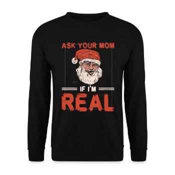 Fragen Sie Ihre Mutter, ob ich echte Weihnachtsmann-Elfenferien bin - Unisex Pullover - Schwarz - Vorne - Alina (178cm) & Michal (187cm)