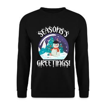 Season's Greetings Santa Claus Snowman Holidays - Unisex Sweatshirt - black - Front - Alina (178cm) & Michal (187cm)