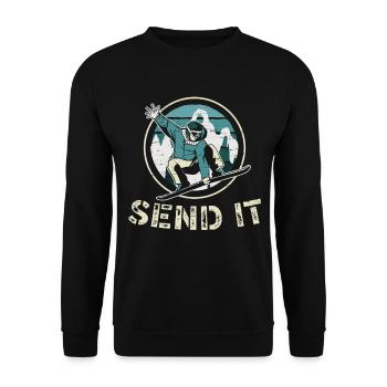 Schicken Sie es Wintersport Snowboarder Sport - Unisex Pullover - Schwarz - Vorne - Alina (178cm) & Michal (187cm)