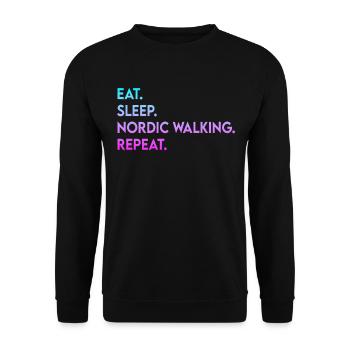 manger du sommeil marche nordique répéter - Sweat-shirt Unisexe - noir - Devant - Alina (178cm) & Michal (187cm)