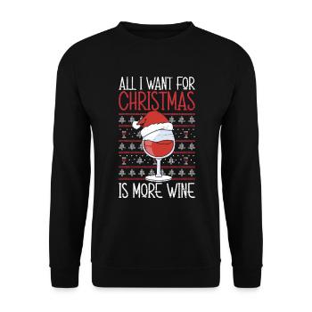 Alles, was ich zu Weihnachten will, ist mehr Wein - Unisex Pullover - Schwarz - Vorne - Alina (178cm) & Michal (187cm)