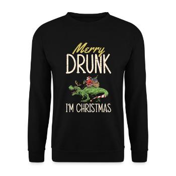 Joyeux ivrogne Je suis Noël Père Noël Rennes - Sweat-shirt Unisexe - noir - Devant - Alina (178cm) & Michal (187cm)
