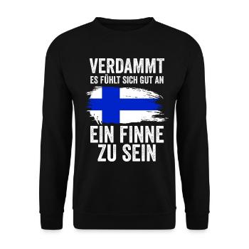 Finnland Finne Finnisches - Unisex Pullover - Schwarz - Vorne - Alina (178cm) & Michal (187cm)