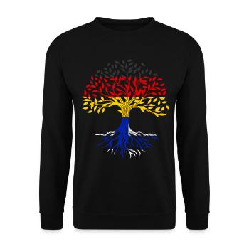 Wurzeln Baum Deutschland Finnland - Unisex Pullover - Schwarz - Vorne - Alina (178cm) & Michal (187cm)