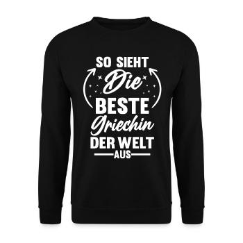 Griechenland Griechin Griechisches - Unisex Pullover - Schwarz - Vorne - Alina (178cm) & Michal (187cm)