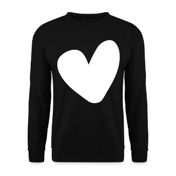 Weisses Herz Einfaches Design - Unisex Pullover - Schwarz - Vorne - Alina (178cm) & Michal (187cm)