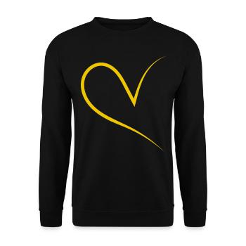 Halbes Herz Gelb Simpel - Unisex Pullover - Schwarz - Vorne - Alina (178cm) & Michal (187cm)