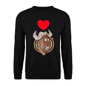 Wildebeest Antelope Africa Animal with Heart - Unisex Sweatshirt - black - Front - Alina (178cm) & Michal (187cm)