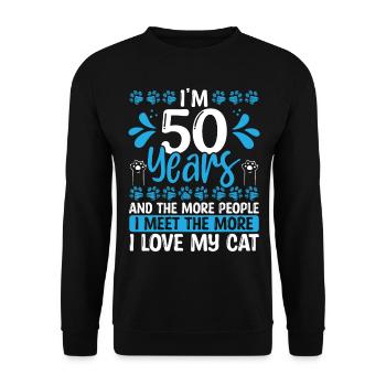 50 Year Old Cat Dad Cat 50th Birthday Kitten Lover - Unisex Sweatshirt - black - Front - Alina (178cm) & Michal (187cm)