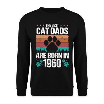 Cat Dad Born in 1960 Birthday for Cat Father 1960 - Unisex Pullover - Schwarz - Vorne - Alina (178cm) & Michal (187cm)