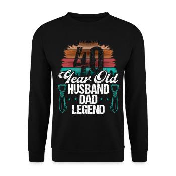 40 Year Old Husband Father Day 40 Birthday for Dad - Unisex Pullover - Schwarz - Vorne - Alina (178cm) & Michal (187cm)