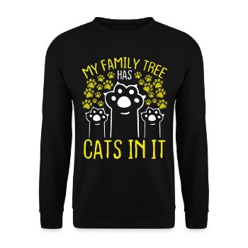 Cat Owner Family Tree has a Cat in it Funny - Unisex Pullover - Schwarz - Vorne - Alina (178cm) & Michal (187cm)
