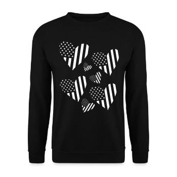 Drapeau américain Cœurs 4 juillet Drapeaux américains - Sweat-shirt Unisexe - noir - Devant - Alina (178cm) & Michal (187cm)