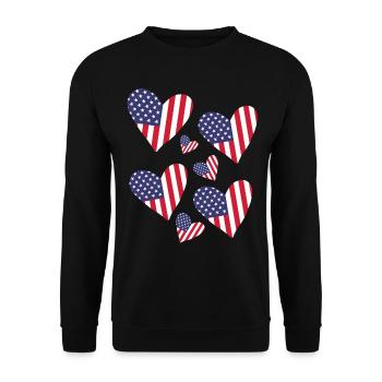 U.S. Flag July 4 American Flags Hearts 4. - Unisex Sweatshirt - black - Front - Alina (178cm) & Michal (187cm)