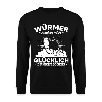 Würmer machen mich glücklich Du nicht so sehr - Unisex Pullover - Schwarz - Vorne - Alina (178cm) & Michal (187cm)
