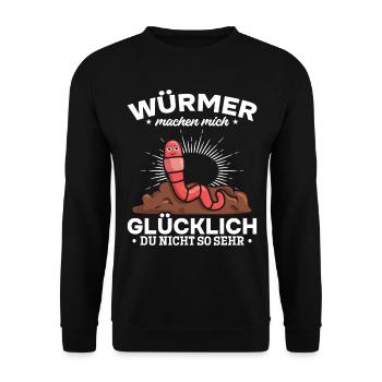 Würmer machen mich glücklich Du nicht so sehr - - Unisex Pullover - Schwarz - Vorne - Alina (178cm) & Michal (187cm)